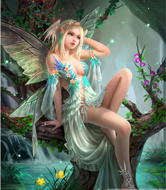 Resting Tree Fairy, 5D Round Drill Diamond Art
