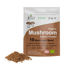 Mushroom Extract Powder - Powerful 10 Blend Organic Lions Mane Cordyceps Reishi Shiitake Turkey Tail Mushrooms Nootropic Brain Supplement for Energy Calm Focus & Immune System Booster